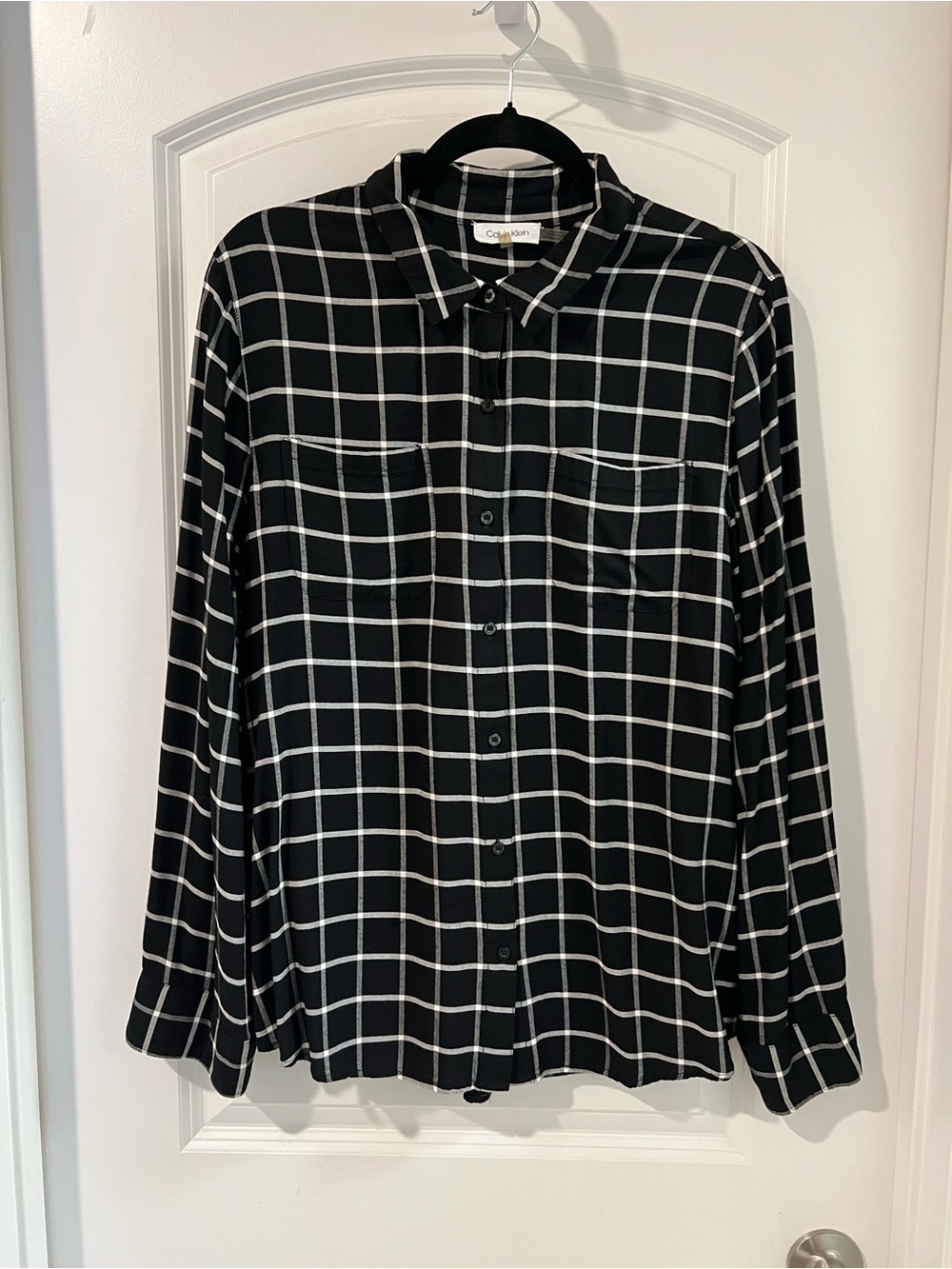 Calvin Klein Black and White Check Button-Down Shirt